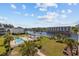An aerial view of the pool, landscaping and the adjacent waterway at 1514 Lanterns Rest Rd. # 304, Myrtle Beach, SC 29579