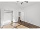 Cozy bedroom featuring a ceiling fan, closet, and white doors at 163 Sago Palm Dr., Myrtle Beach, SC 29579