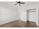 Clean bedroom with light, beautiful floors, closet, and a ceiling fan at 163 Sago Palm Dr., Myrtle Beach, SC 29579