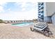 Relax poolside with lounge chairs overlooking the ocean at this beautiful resort at 2001 S Ocean Blvd. # 210, Myrtle Beach, SC 29577