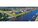 Breathtaking aerial view of waterfront homes with private docks along a serene river, showcasing the community's coastal living at 5049 Middleton View Dr., Myrtle Beach, SC 29579