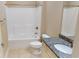 Bathroom featuring a shower-tub combo, a toilet, and granite vanity at 70 Mingo Dr. # 3-E, Pawleys Island, SC 29585