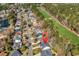 Aerial view of the home highlighting its location on the golf course at 1151 N Blackmoor Dr., Murrells Inlet, SC 29576
