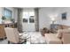 Cozy living room featuring stylish furniture, a decorative rug, and large window overlooking the lake at 1434 Nokota Dr., Conway, SC 29526