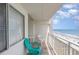 Balcony with ocean and beach view at 1709 S Ocean Blvd. # 608, North Myrtle Beach, SC 29582