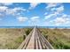 Wooden walkway providing direct beach access to a sandy shoreline and the ocean at 1709 S Ocean Blvd. # 608, North Myrtle Beach, SC 29582