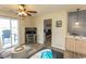 Relaxing living room flows from balcony door to doorway to bedroom for easy access at 201 Landing Rd. # D, North Myrtle Beach, SC 29582