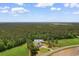 Aerial view of home on Hwy 308 surrounded by vast woodland and open fields showcasing the expansive property at 2192 Highway 308, Galivants Ferry, SC 29544