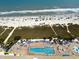 Aerial view of the beach and pool area, highlighting the community's amenities and oceanfront location at 2701 S Ocean Blvd. # 1507, North Myrtle Beach, SC 29582