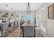 Coastal dining area with seating for eight, a modern light fixture, and lots of natural light at 355 Oak Ave., Murrells Inlet, SC 29576