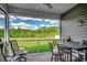 Relaxing screened-in patio with comfortable seating and view of the lush green backyard at 377 Copperwood Loop, Conway, SC 29526