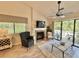 Bright living room with a fireplace and sliding glass doors to an outdoor deck at 421 Appledore Circle # 5-D, Myrtle Beach, SC 29572
