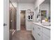 Modern bathroom featuring a glass-enclosed shower and a white vanity with ample storage at 4827 Hopespring St., Myrtle Beach, SC 29579