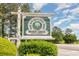 Entrance sign to River Oaks Golf and Tennis Resort and Golf Plantation beneath a partly cloudy blue sky at 524 Cottage Oaks Circle, Myrtle Beach, SC 29579