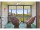 Cozy screened patio featuring comfortable seating and beautiful views of lush greenery and landscaping at 9501 Shore Dr. # B-316, Myrtle Beach, SC 29572
