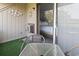 Patio featuring starfish decorations, table and chairs, and a view into the bedroom at 9501 Shore Dr. # B-316, Myrtle Beach, SC 29572