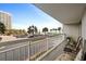 Balcony with comfortable seating and ocean views at 9820 Queensway Blvd. # 105, Myrtle Beach, SC 29572