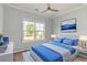 Bright bedroom featuring a bed with cheerful blue bedding and ample natural light at 1500 Sunmeadow Dr., Conway, SC 29526