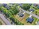 Aerial view of a the house showcases a large yard, fire pit, and close proximity to a neighboring property at 1509 Osage Dr., Myrtle Beach, SC 29579