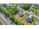 Aerial view of a the house showcases a large yard, fire pit, and close proximity to a neighboring property at 1509 Osage Dr., Myrtle Beach, SC 29579