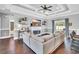 Bright living room featuring a modern fireplace, ceiling fan, and large comfy sectional sofa at 1509 Osage Dr., Myrtle Beach, SC 29579