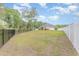 Expansive backyard featuring a well-maintained lawn, privacy fence, and mature trees at 349 N Bar Ct., Myrtle Beach, SC 29579