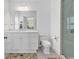 Traditional bathroom with a marble vanity, toilet, and glass-enclosed shower stall at 486 Lantana Circle, Georgetown, SC 29440