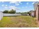 This expansive backyard features a white vinyl fence and an above ground pool at 706 Birch Ln., Conway, SC 29526
