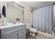 Updated bathroom featuring a modern vanity, neutral paint, and a shower with tub combination at 706 Birch Ln., Conway, SC 29526