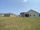 Large grassy backyard with covered porch area; the perfect spot for relaxing and enjoying outdoor living at 962 Oak Hollow St., Longs, SC 29568