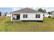 Rear exterior view of home featuring a small porch, siding, and a well-maintained lawn at 1135 Sennema Circle, Myrtle Beach, SC 29588