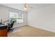 Bright bedroom with a ceiling fan, window, neutral carpet and fresh white paint at 1674 Sw Beach Dr., Calabash, SC 28467