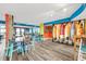 Restaurant with ocean view, colorful walls, and unique surfboard decor at 2401 S Ocean Blvd. S # 267, Myrtle Beach, SC 29577
