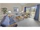 This is a shot of a well-lit living room with couches, tables, and a sliding door leading to the outside at 4878 Luster Leaf Circle # 402, Myrtle Beach, SC 29577