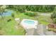 Aerial view of the community pool, lounge chairs, and community playground at 505 Forestbrook Dr., Myrtle Beach, SC 29579