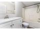 Bathroom featuring a vanity with solid surface counter, and a shower-tub combo at 505 Forestbrook Dr., Myrtle Beach, SC 29579