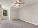 Bedroom featuring carpet floors, a ceiling fan, an angled ceiling, and a window at 505 Forestbrook Dr., Myrtle Beach, SC 29579
