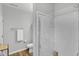 Modern bathroom features a clean, glass-enclosed shower and neutral tones creating a spa-like retreat at 601 Hillside Dr. N # 1405, North Myrtle Beach, SC 29582