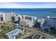 A captivating aerial view of beachfront property, revealing the hotel, parking, and roads nestled along the coast at 7200 N Ocean Blvd. # 431, Myrtle Beach, SC 29572