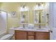 The bathroom has a double sink vanity with plenty of counter space at 118A 6Th Ave. N, Surfside Beach, SC 29575