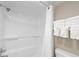 Clean and well-maintained bathroom featuring a shower, toilet, and neatly arranged towels for guest convenience at 1200 N Ocean Blvd. # 710, Myrtle Beach, SC 29577
