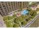Aerial view of the pool and lounge area at the Holiday Pavilion resort at 1200 N Ocean Blvd. # 710, Myrtle Beach, SC 29577