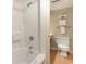 Compact bathroom featuring shower-tub combo, toilet, and towel rack at 1501 S Ocean Blvd. # 1044, Myrtle Beach, SC 29577