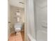 Compact bathroom featuring shower-tub combo, toilet, and towel rack at 1501 S Ocean Blvd. # 1044, Myrtle Beach, SC 29577