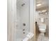 Clean, well-lit bathroom with shower-tub combination and tile flooring at 1501 S Ocean Blvd. # 842, Myrtle Beach, SC 29577