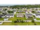 Aerial view showcases the property's beautiful landscaping, fenced backyard, and proximity to community amenities at 195 Cupola Dr., Longs, SC 29568