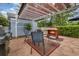 Charming backyard patio with a pergola, outdoor fireplace, and neatly arranged seating area, perfect for entertaining at 221 Lander Dr., Conway, SC 29526
