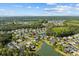 Gorgeous aerial view showcases lakeside homes with lush trees, highlighting the scenic beauty of the community at 246 Laurel Bay Dr., Murrells Inlet, SC 29576