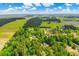 Aerial view showcasing the lush landscaping and surrounding greenery of the property in a rural setting at 4391 Party Pines Rd., Conway, SC 29526