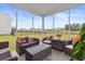 Screened patio with outdoor seating and view of the pond at 4425 Honir Dr., Myrtle Beach, SC 29579